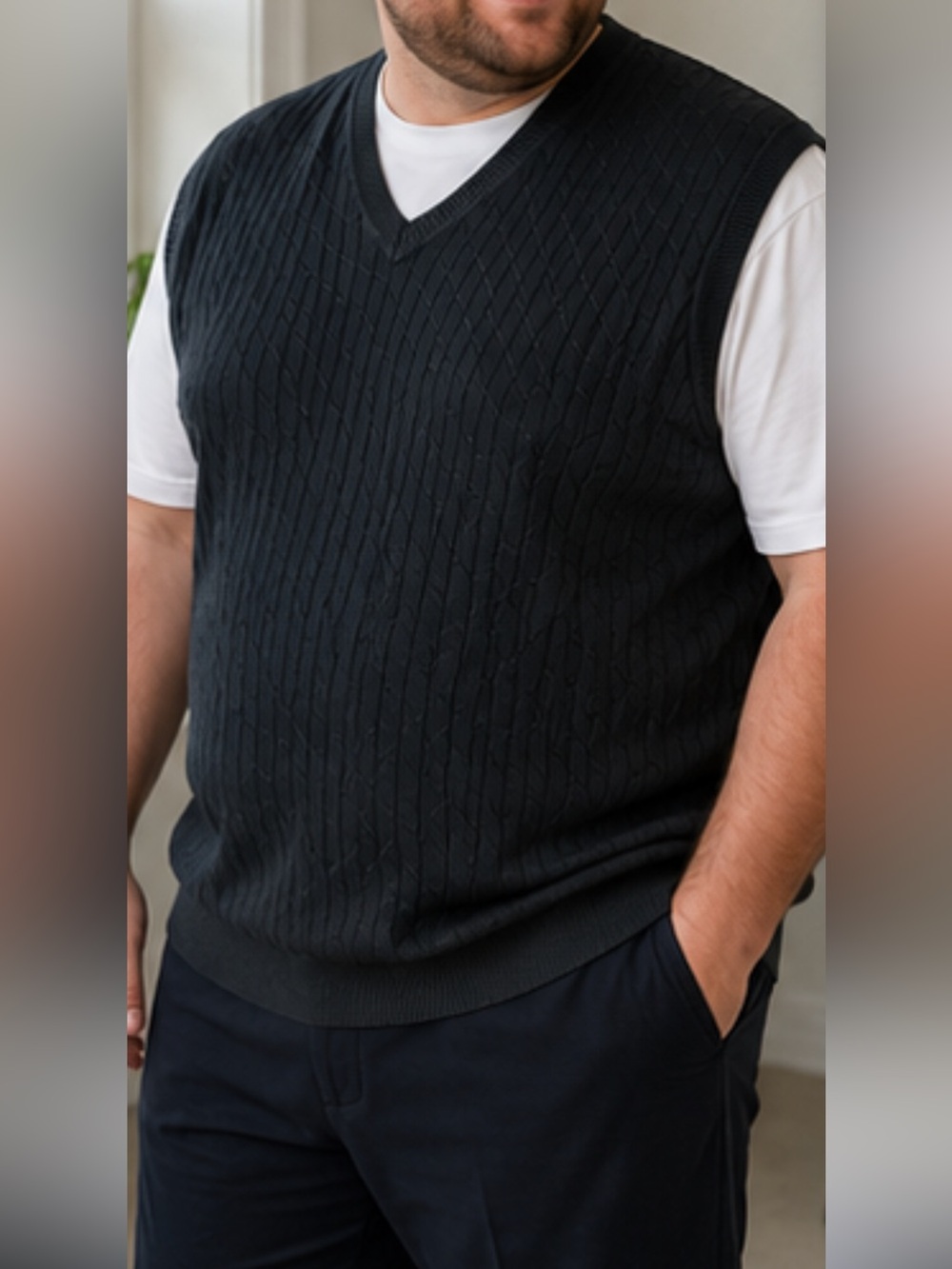 Greg Norman Shark Sweater Vest Mens XXL Tall Black V-Neck Golf